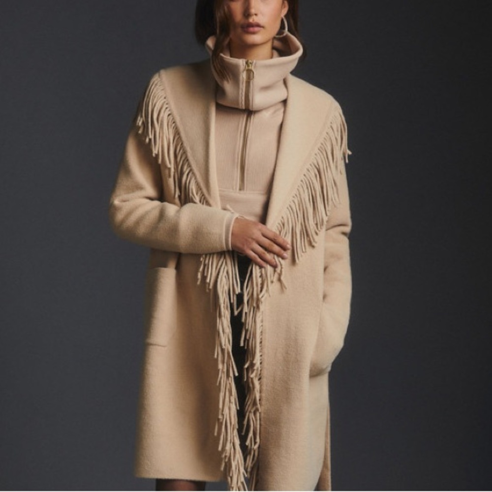 NVLT Beige Fringe Wool Coat